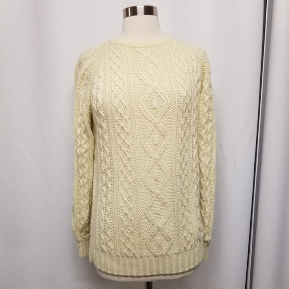 Vintage 70s Cream Cable Knit Acrylic Greek Fisherman Pullover Sweater Woman's Md - Picture 1 of 5